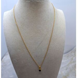 12K GF Speidel Elegant Vintage Black Stone Pendant Necklace Delicate Teadrop